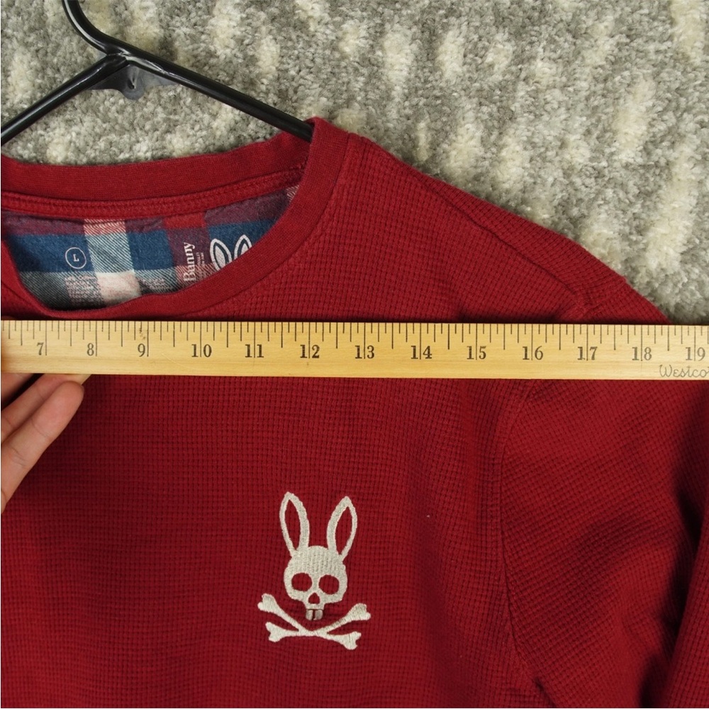 Psycho Bunny Shirt Men Large Red Long Sleeve Crew Neck Sweater EUC - Picture 9 of 9